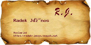 Radek János névjegykártya
